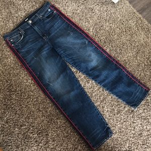 HUDSON Zooey High Rise Red Stripe Ankle Jeans
